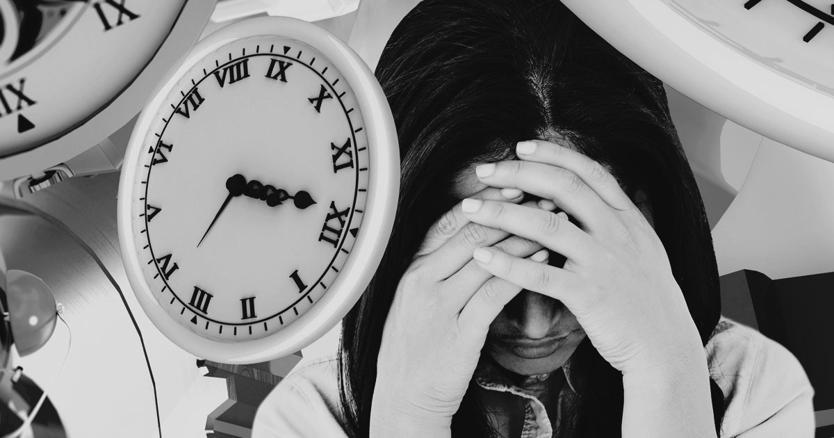 Collage of distressed woman and clocks. How to Eat Emotionally - Mindfully